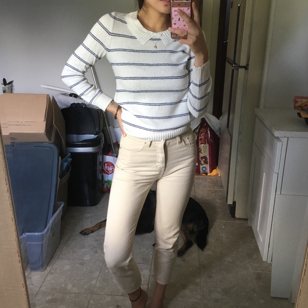 madewell striped collar detail sweater